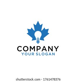 canada leaf in light bulb logo icon vector inspiration