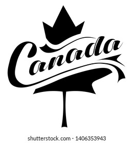 Canada lettering art with mapple leaf