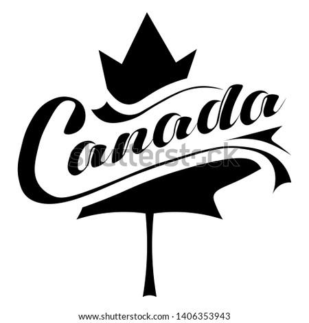 Canada lettering art with mapple leaf