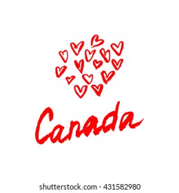 Canada lettering logo with element isolated. Hand drawn vector.
