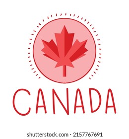Canada-Schrift mit Ahornblatt auf Weiß