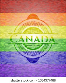 Canada lgbt colors emblem. Vector Illustration. Mosaic.