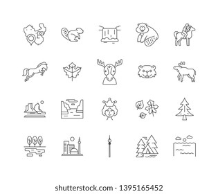 Canada line icons, signs, vector set, outline illustration concept 