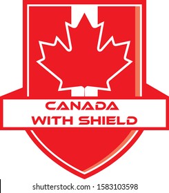 canada logo, badge, emblem, template. red white.background of the shield. 