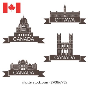 Canada logo. Isolated Canada buildings on white background. EPS 10. Vector illustration