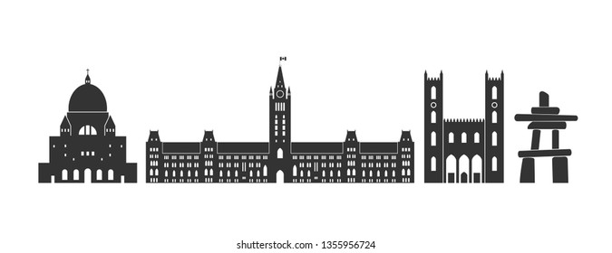 Canada logo. Isolated Canadian architecture on white background