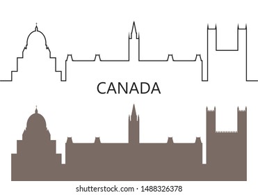 Canada logo. Isolated Canadian architecture on white background