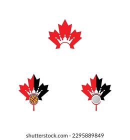 Canada logo and maple leaf logo design vector, canadian win maple leaf design	
