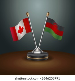Canada and Malawi table flags relation with gradient backgrund