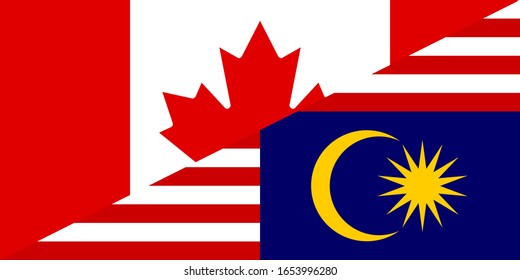 canada and malaysia flag. vector background