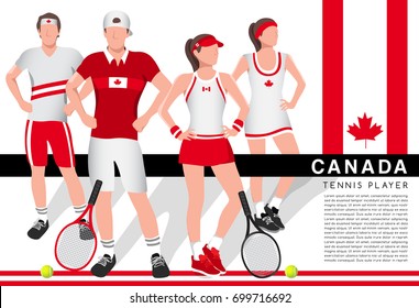 Canada : Male and Female Tennis Players in National Outfits : Vector Illustration