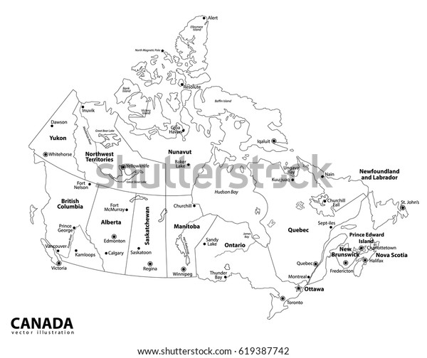 Canada Map Stock Vector (Royalty Free) 619387742 | Shutterstock