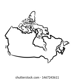 Canada map from abstract futuristic hexagonal shapes, lines, points black, in the form of honeycomb or molecular structure. Vector illustration.