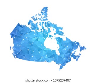 Canada Map - Abstract geometric rumpled triangular low poly style gradient graphic on white background , line dots polygonal design for your . Vector illustration eps 10.