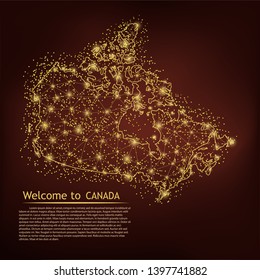CANADA map. Abstract mash line and point scales on dark geometric background. Wire frame 3D Mesh polygonal network line, design sphere, dot and structure. Vector illustration eps 10