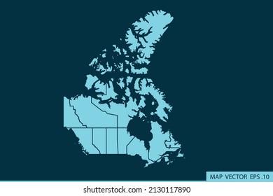 Canada Map ,Abstract Mash Line And Point Scales On Dark Background For Your Web Site Design Map Logo, App, Ui ,Travel. Vector Illustration Eps 10.