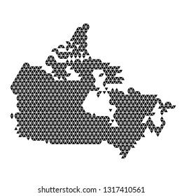 Canada map abstract schematic from black triangles repeating pattern geometric background with nodes. Vector illustration.