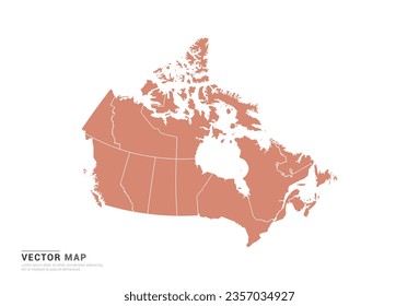 Canada Map - abstract style orange isolated on white background for design vector.