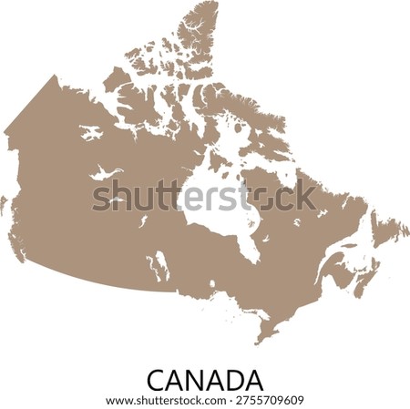 Canada map beige silhouette vector, abstract geographic country shape, minimal flat design, modern outline illustration for infographic, branding, and educational use
