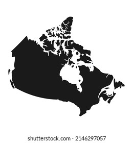 Canada map with black color isolated on white background. vector illustration simplified world map.