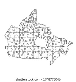 Canada map from black pattern composed puzzles. Vector illustration.