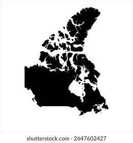 Canada Map - black World Map International vector template with High detailed isolated on white background - Vector