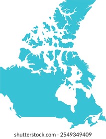 Mapa do Canadá em Azul, Mapa do país, Canadá, Mapa da fronteira, Linha de fronteira do Canadá, Mapa geográfico