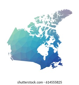 Canada map - blue geometric rumpled triangular low poly style gradient graphic background , polygonal design for your . Vector illustration eps 10.