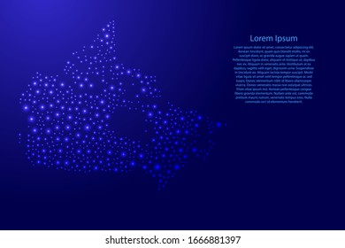 Canada map from blue and glowing space stars abstract concept geometric shape. Vector illustration.