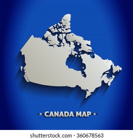 Canada Map Blue Line 3D Vector