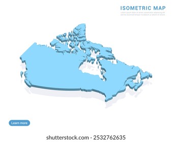 Canada map blue on white background with isometric vector.