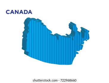 Canada  map in blue on a white background 3d

