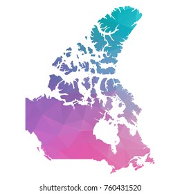canada map. Blue and Pink polygonal shape vector illustration on white background. Vector illustration eps 10.