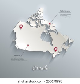 Canada Map Blue White Card Paper 3D Vector