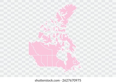 Canada Map Blush Color on White Background quality files Png