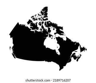 Canada Map. Canadian Country Map. Black and White National Outline Geography Border Boundary Shape Territory EPS Vector Illustration Clipart