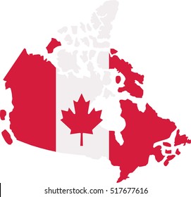 Canada Map With Canadian Flag