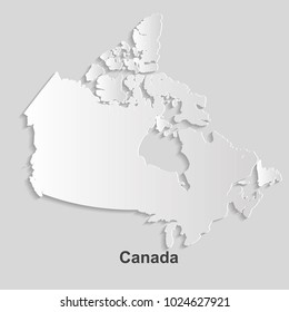 Canada Map Card Paper 3D . Cut Isolated On A White Background. Vector Illustration.