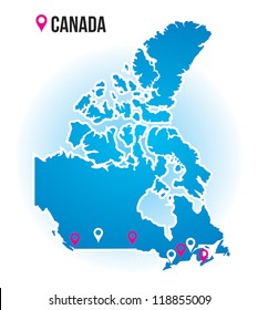 Canada map with city markers