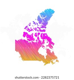 Canada map in colorful halftone gradients. Future geometric patterns of lines abstract on white background. Vector Illustration Eps10.