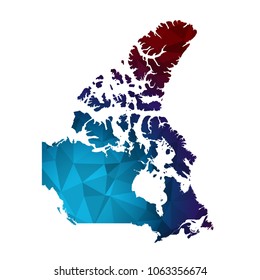 canada map - Colorful Polygonal map of canada rumpled triangular low poly style gradient graphic background , Vector illustration eps 10.