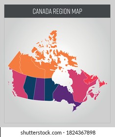 canada map, colorful map in vector