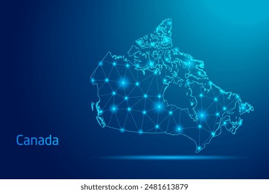 Canada map - concept of communication technology, graphic of low poly.