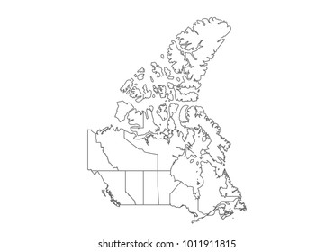 Canada Map Country Borders Thin Black Stock Vector (Royalty Free ...