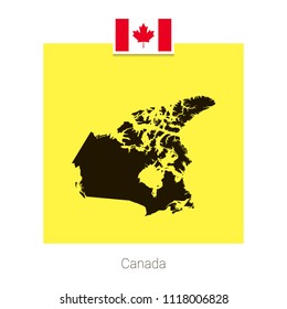 Canada map design with flag and yellow background vector