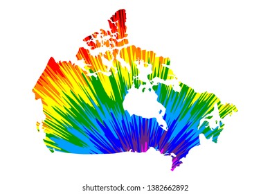 Canada - map is designed rainbow abstract colorful pattern, Canada map made of color explosion,