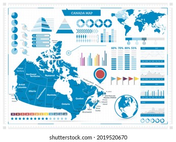 Canada Map - Detailed Info Graphic Vector Illustration