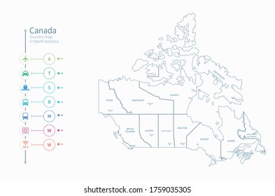 canada map. detailed north america  country map vector. 