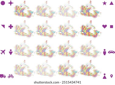 Canada map in different icon shapes.eps
