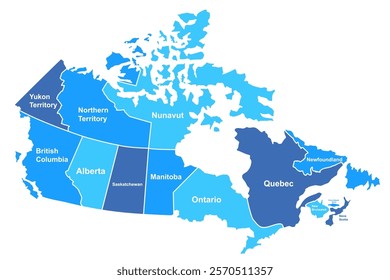 Canada map. Canada map with division and province names isolated – vector